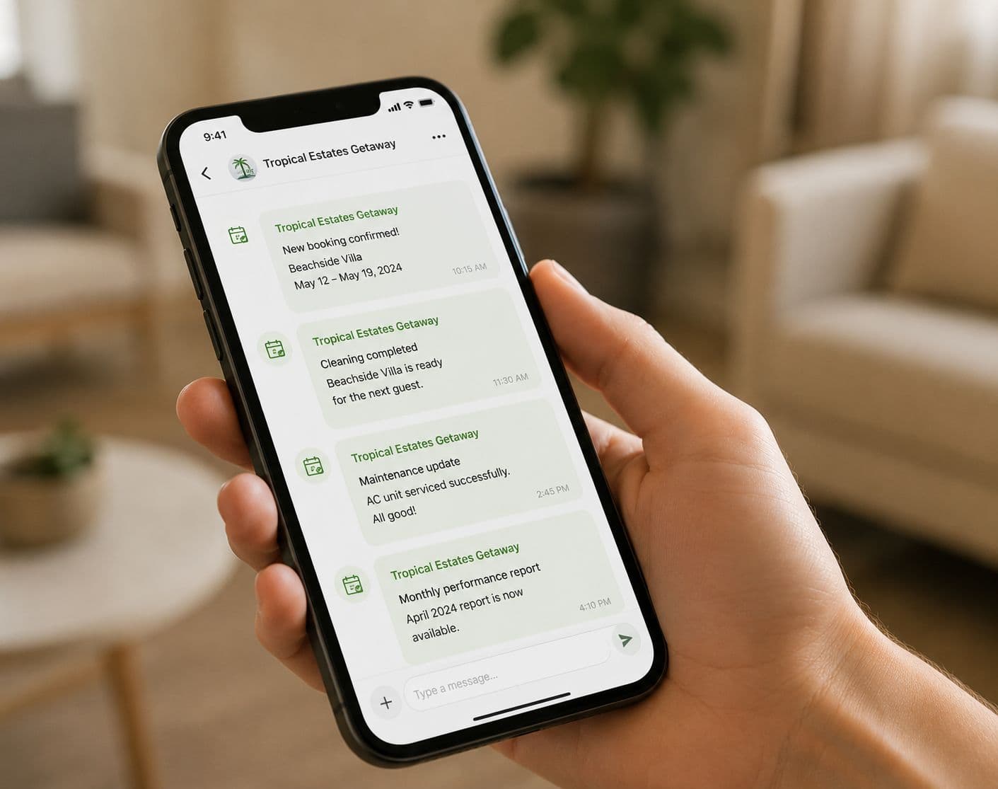 Phone showing property updates
